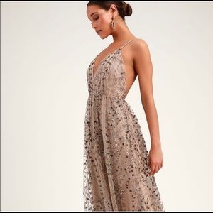 Lulus Luminous Night Taupe  Sequin Maxi Dress